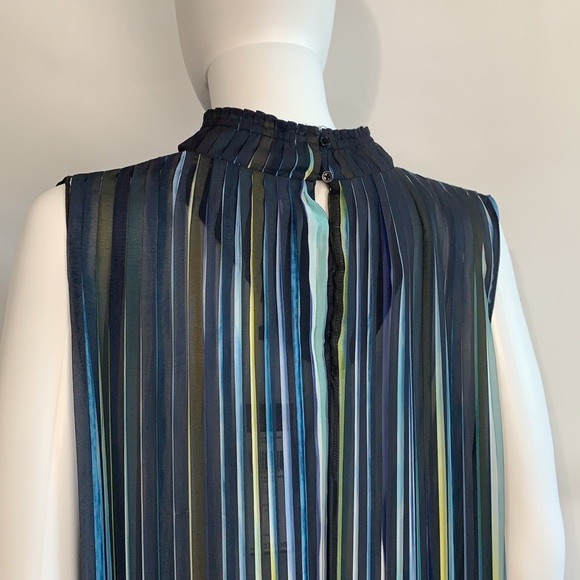 BCBGMaxazria NWT hi neck blue pleated dress - Picture 7 of 10